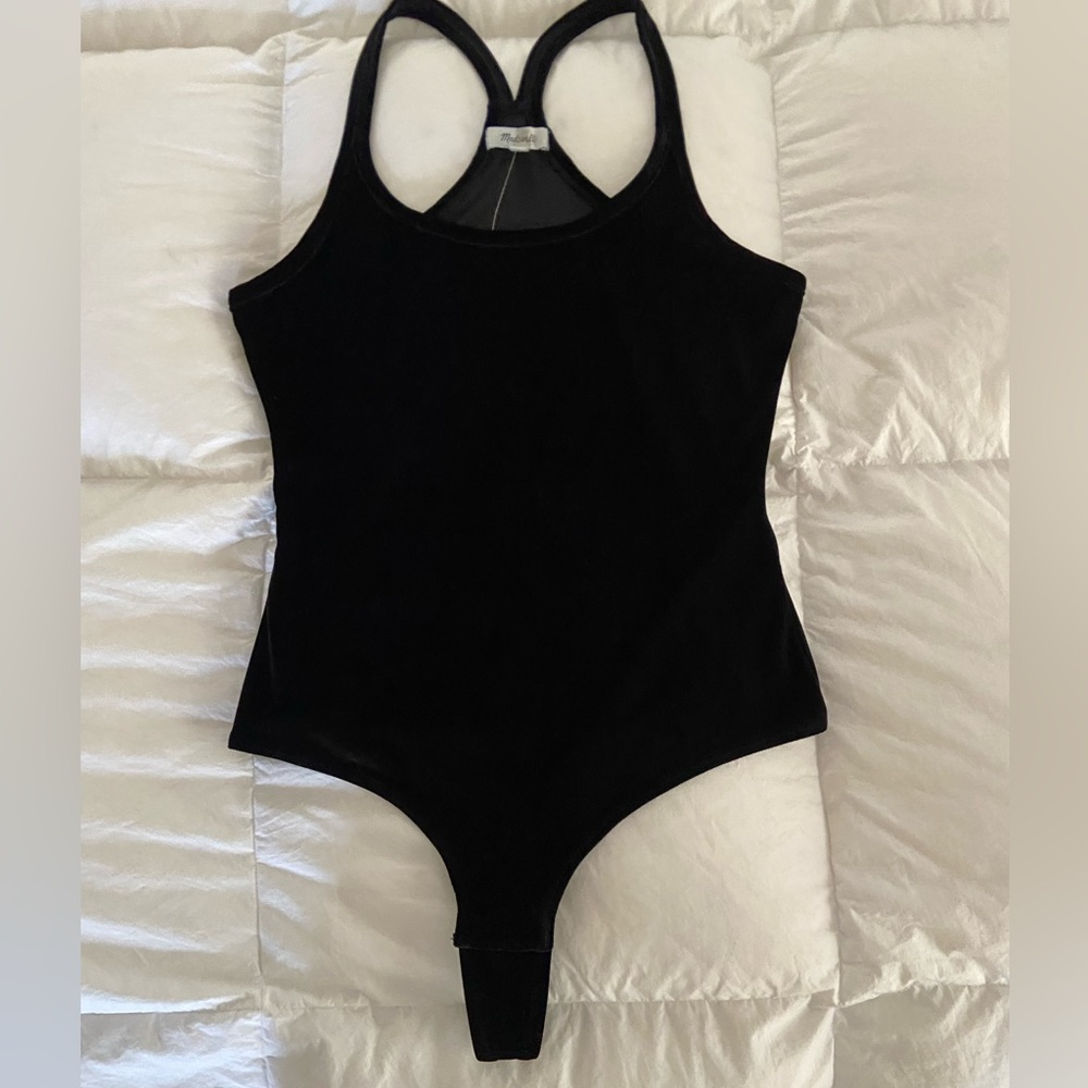 Black velvet Madewell body suit